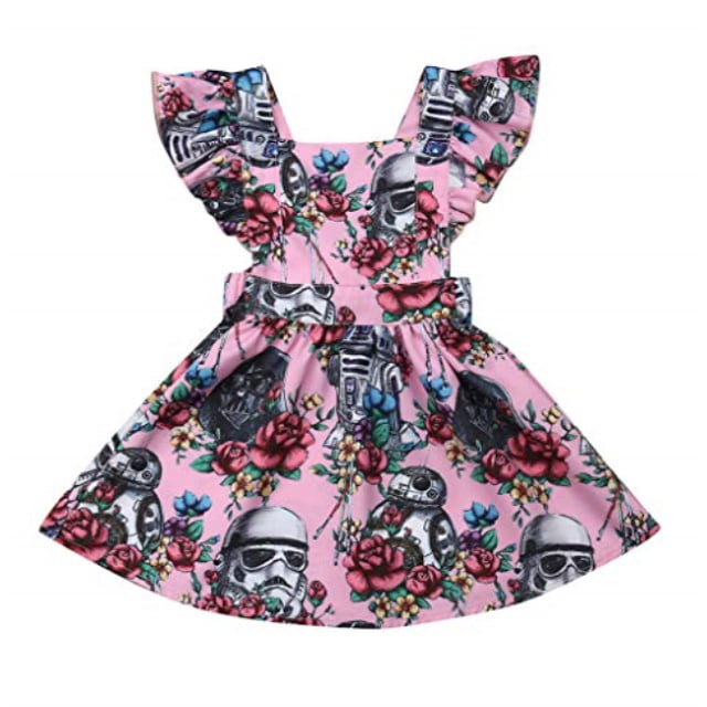 Toddler Baby Girls Dress Clothes Floral Tutu Ruffled Sleeve Dresses Casual Playwear Dress