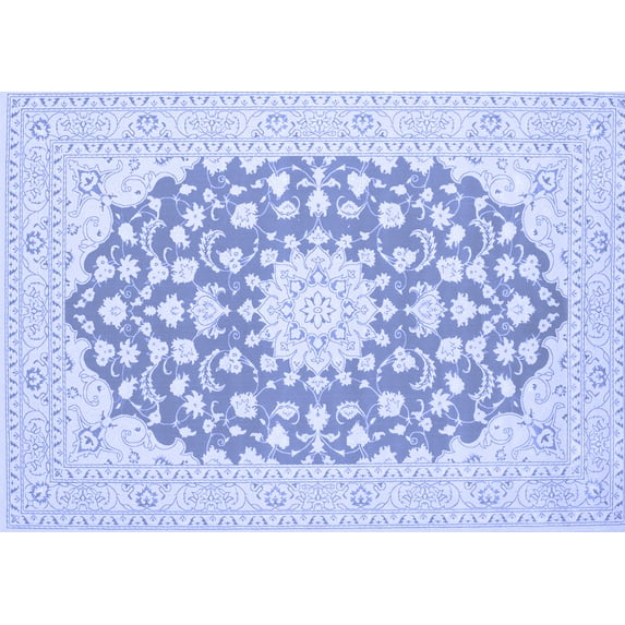 Ahgly Company Indoor Rectangle Medallion Blue Traditional Area Rugs, 2' x 3'