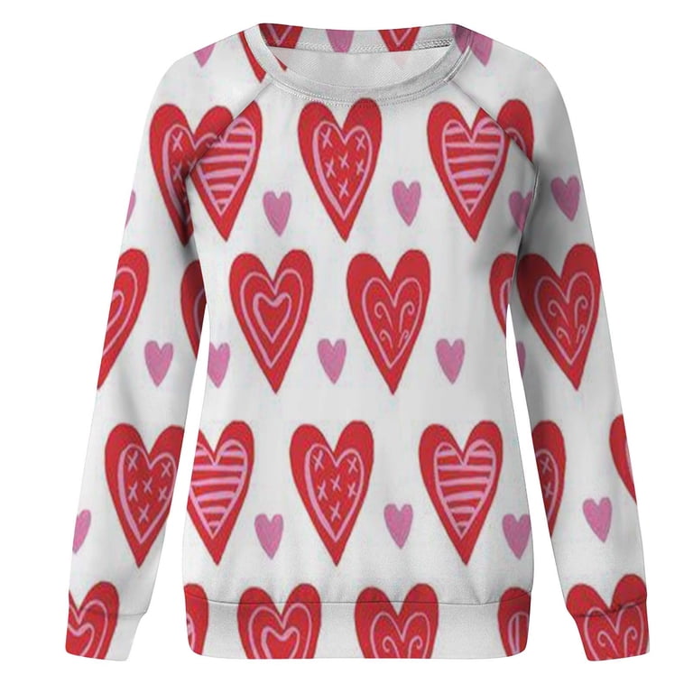 Valentine's Day Gnome T-Shirt For Women - Cute Heart Print Short Sleeve Tee, Pink, X-Large, Cotton Blend