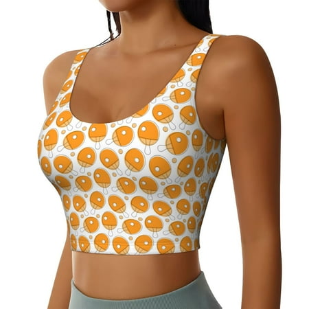 Picia Ping-Pong Table Tennis Racket Sports Bra for Women Padded Strappy Sports Bras Medium Support Yoga Bra with Removable Cups Running Yoga Bra-X-Large