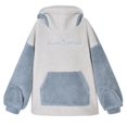 thumbnail image 1 of Sudadera de felpa YONGSHENG para mujer con capucha de gran tamaño color azul y blanco, 1 of 5