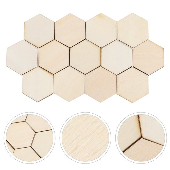 100pcs Unfinished Wood Pieces Hexagon Wooden Slices DIY Wood Cutouts Blank Wood Pieces Embellishments Gift Tags for Kids Painting Supplies Ornaments 25mm