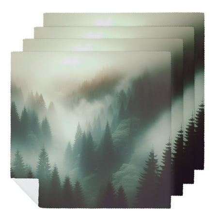 

WENZZ Misty Forest Conifers Cloth Napkin Reusable Polyester Fabric for Events 2 PCS