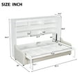 thumbnail image 4 of Euroco Full Size Murphy Bed with Storage Shelves and LED Light, Heavy Duty Wall Bed with Folding Sofa, Beige, 4 of 15