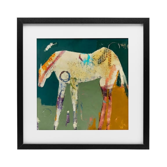 Into The Mystic Horse Black Framed Print Under Glass, design by Dianna Fritzler