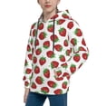 thumbnail image 2 of Haiem Hand Drawn Strawberry Pattern Boys Hoodie, Youth Pullover Hooded Sweatshirt, Kangaroo Pocket Hoodie for Kids Girls -X-Large, 2 of 6