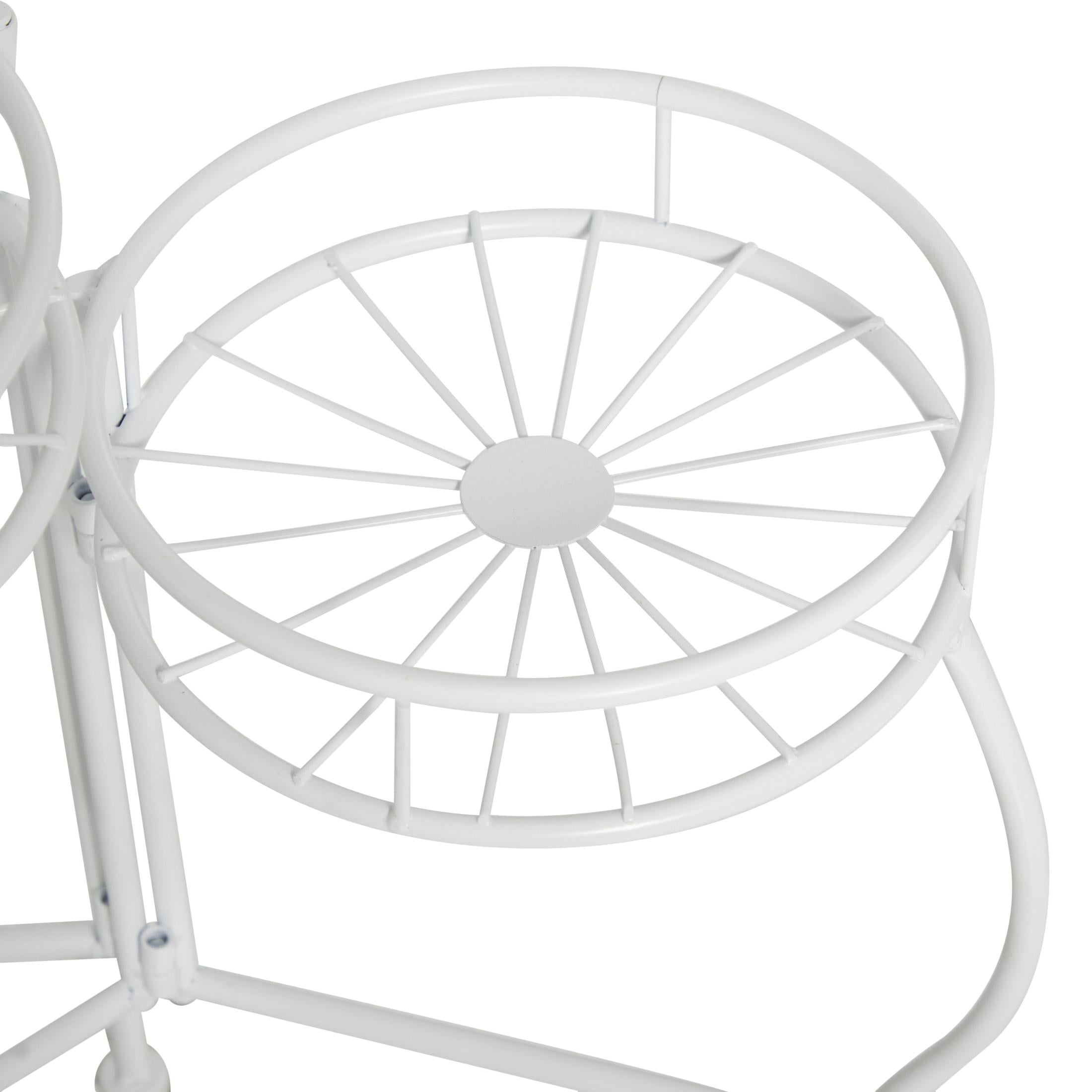 DecMode 19" x 18" x 21" 3 Tier White Metal Starburst Plantstand