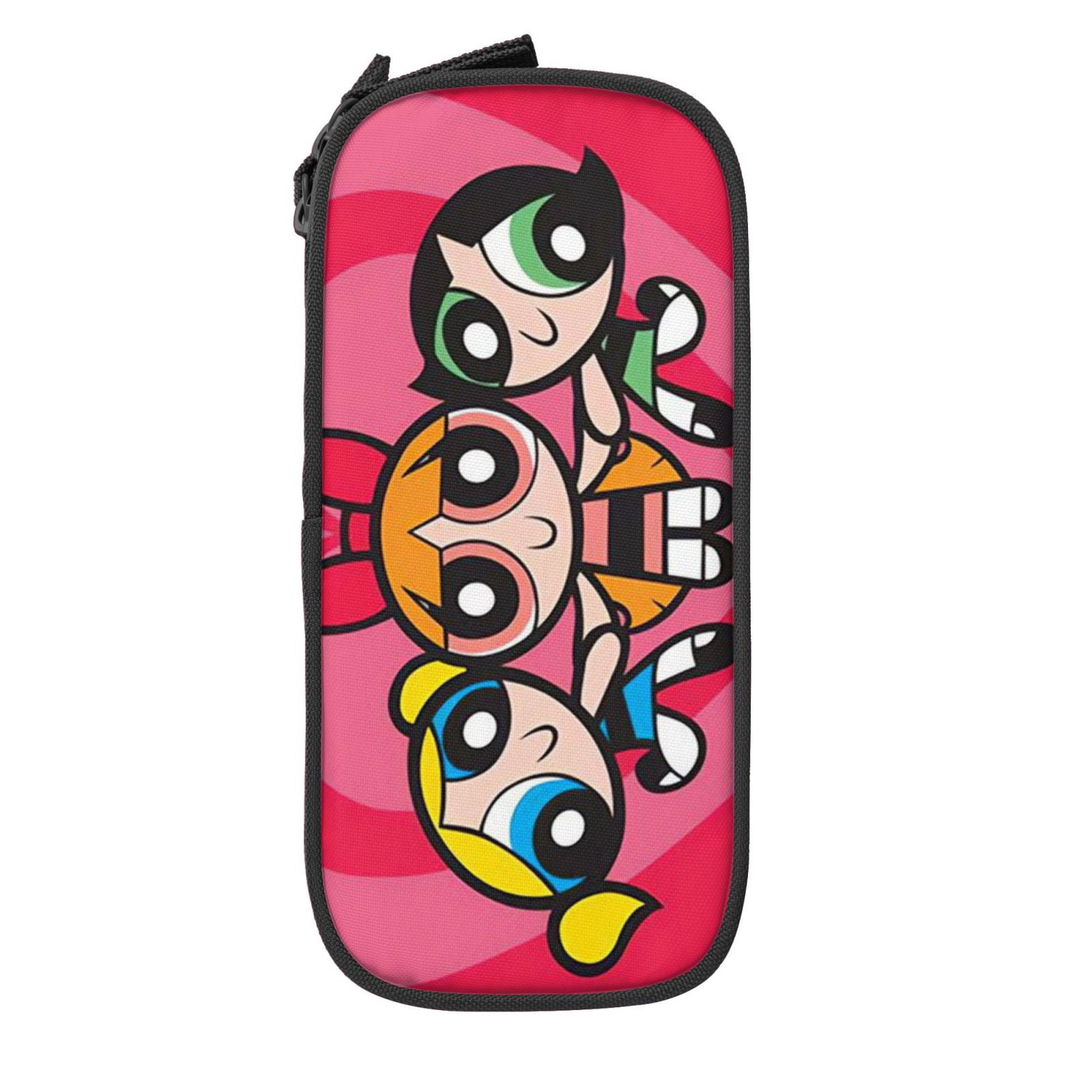 The Powerpuff Gi-rls Pencil Case Large Capacity Pencil Pouch Penbag Office Stationery Organizer Travel Makeup Bag Black