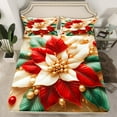 thumbnail image 2 of jejeloiu Christmas Red Floral Twin Sheet Sets,Happy New Year Twin Fitted Sheet,Xmas Theme Flat Sheet For Teens,Breathable Home Decor,3pcs, 2 of 7