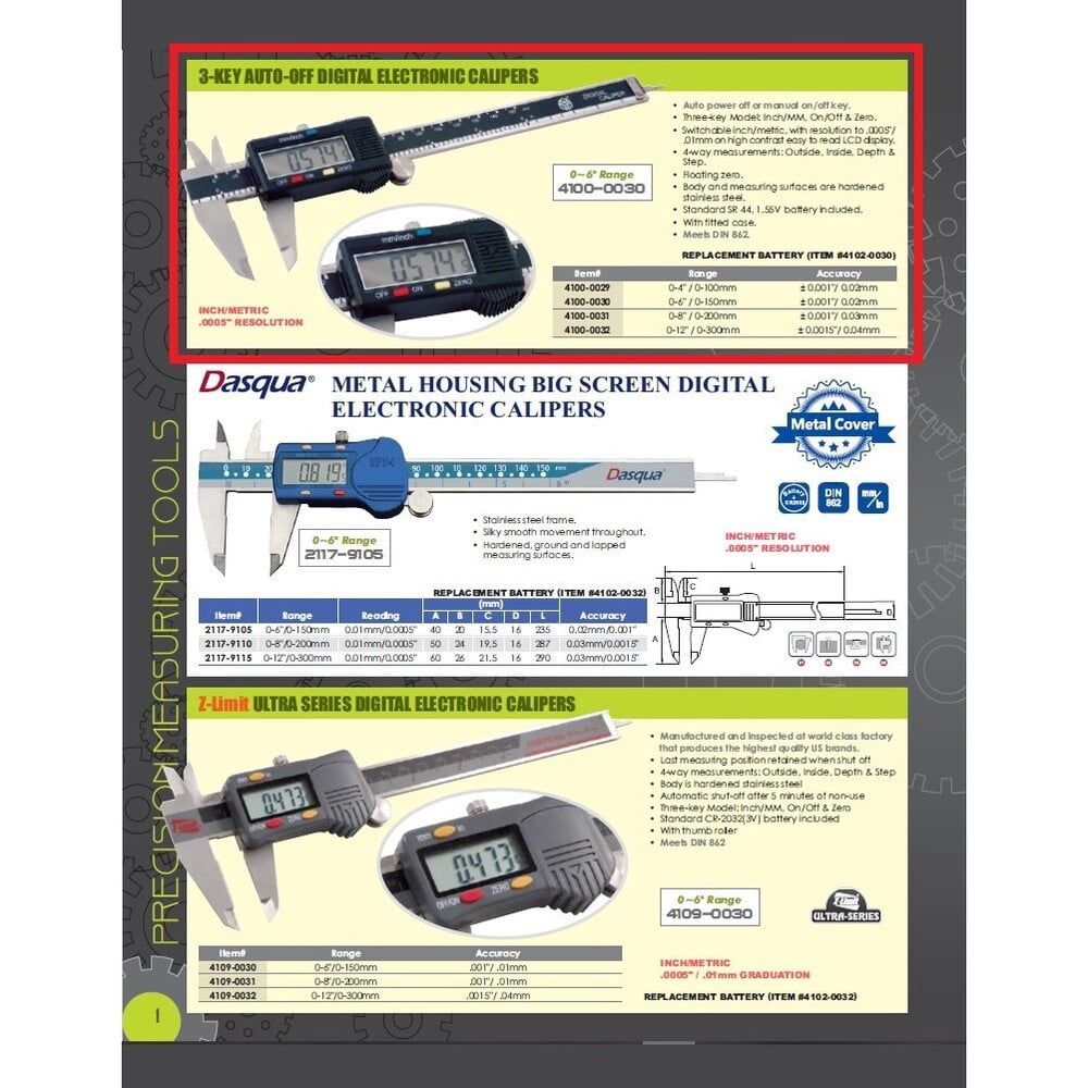 Hhip 8" / 200mm 3 Key Electronic Digital Caliper 4100-0031
