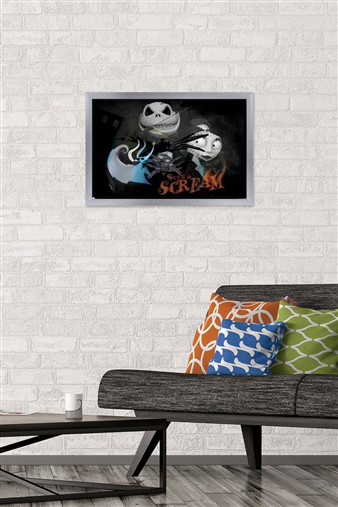 Disney Tim Burton's The Nightmare Before Christmas - Distorted Scream Wall Poster, 14.725" x 22.375" Framed