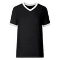 thumbnail image 5 of Womens T Shirts Summer Tops 2025 Color Block Short Sleeve V-Neck Casual Stylish Basic Tees Tshirts Shirts for Women, 5 of 6
