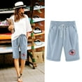 thumbnail image 2 of XIAfhje Linen Shorts Women's Shorts Fashionable Printing Elastic Waist 5-Inch Pants Drawstring Shorts Casual Bermuda Shorts 2024 Summer Beach Shorts With Pockets, 2 of 4