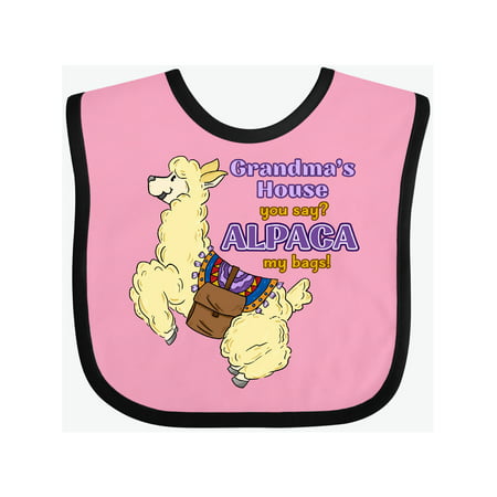 

Inktastic Cute Jumping Alpaca-Grandma s House You Say ALPACA my bags! Gift Baby Boy or Baby Girl Bib