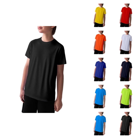Boys Tshirts Summer Lightweight Breathable Moisture Wicking Short Sleeve Crewneck Cooling Tshirts Kids Basic Tees