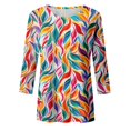 thumbnail image 4 of Fashion Casual Women's Printed T-Shirt with Point Sleeve and Round Neck Comfortable Top Oversized T-shirts Short Sleeve Crewneck Casual Tops, 4 of 4
