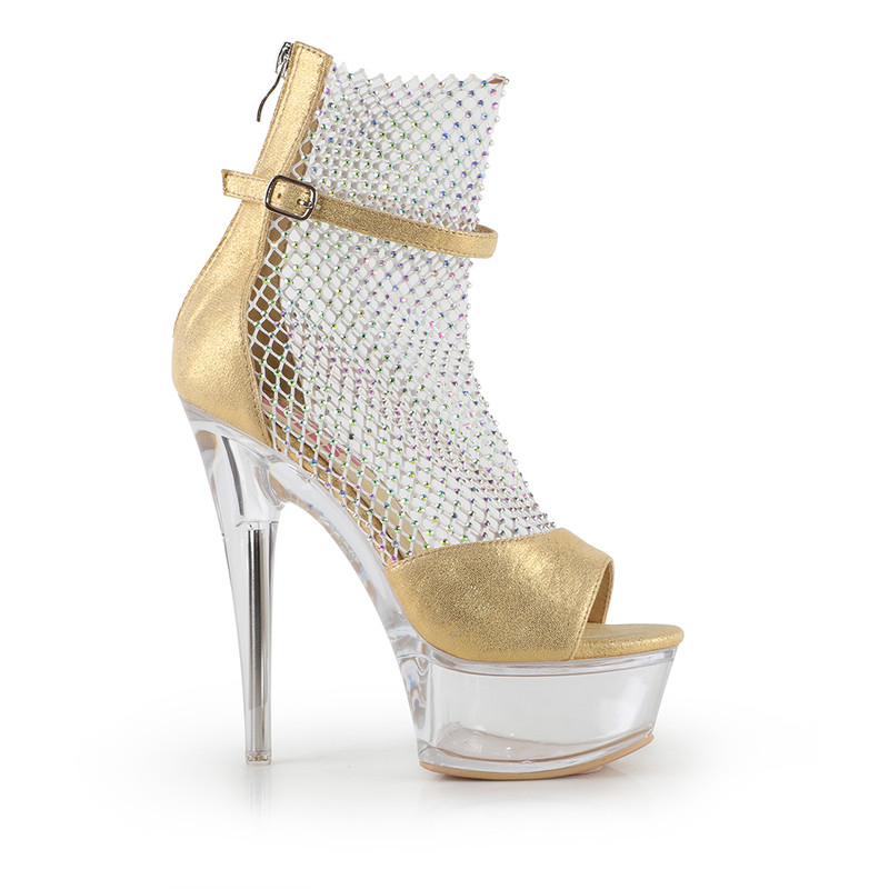 Women's Sexy Rhinestone Mesh Clear Platform Evening Dance Heel Booties Sandals