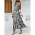 thumbnail image 4 of Sleeveless Women Halter Floral Boho Sun Vacation Long Maxi Summer Dresses, 4 of 6