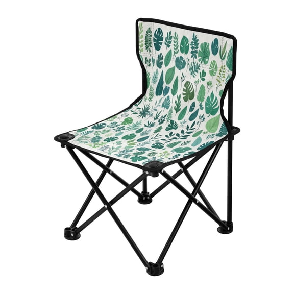 Outdoor Folding Chair 14.46x14.46x22.83 Inches, Camping Folding Chair Easy to Carry Ideal for Outdoor Picnics Camping Park Fishing Green Tropical Leaf