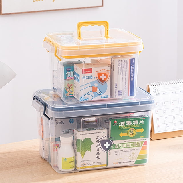 Caja de medicamentos pequeña de varias capas, caja de almacenamiento de medicamentos familiares, caja de medicamentos for el hogar, botiquín médico de primeros auxilios grande de gran capacidad