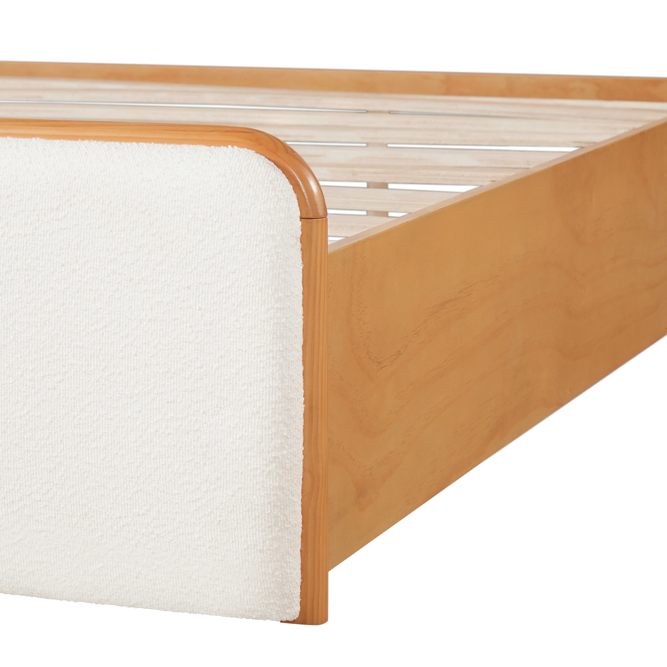 Christopher Knight Home Modern King Wood Bed Frame with Upholstered Headboard and Footboard, Natural