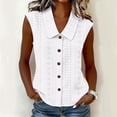 thumbnail image 2 of Htigea Womens Button Down Tank Tops Eyelet Sleeveless Collared T-Shirts Summer Casual Trendy Vacation Tanks White S, 2 of 6