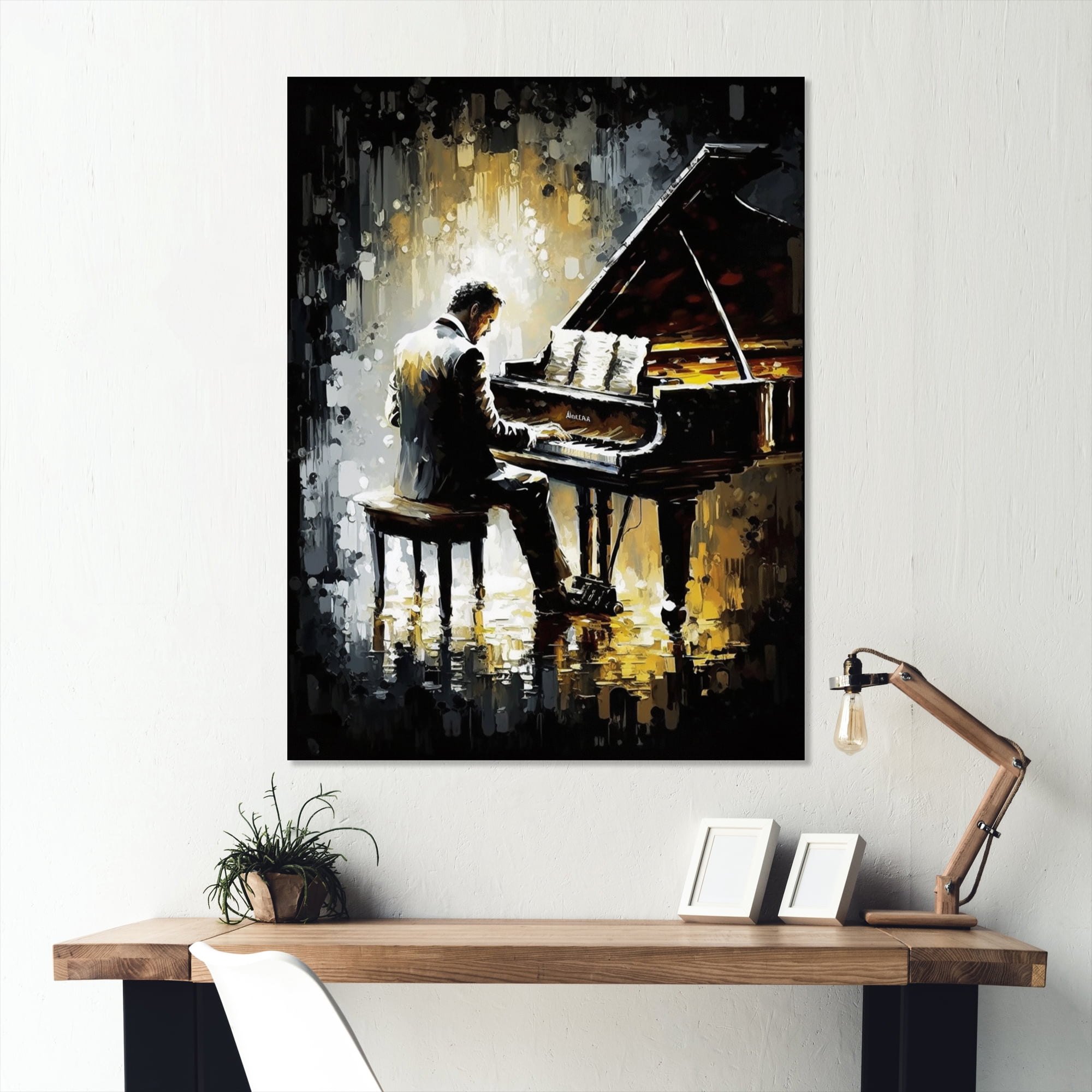 Designart Man Playing Piano II Canvas Wall Art