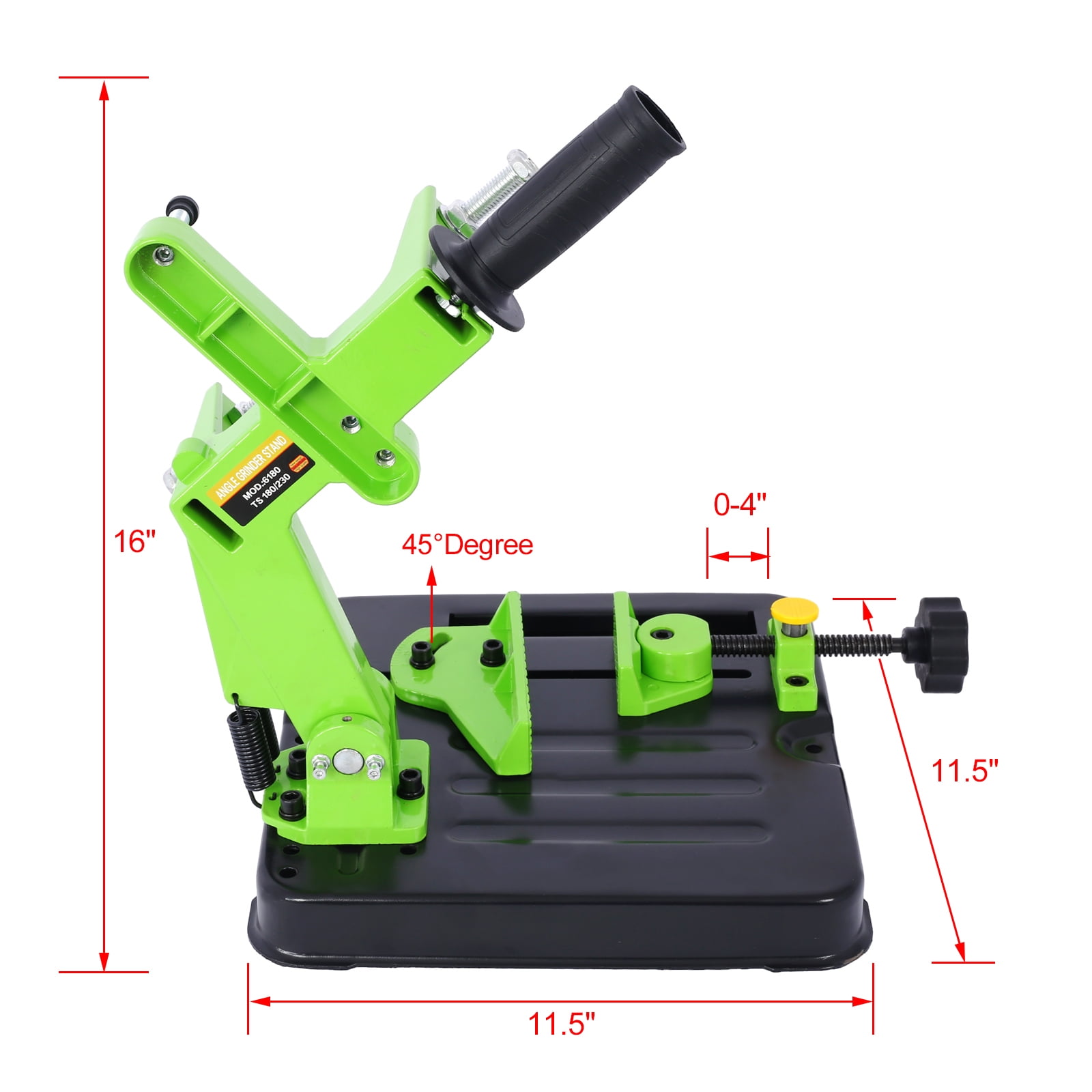 Versatile Angle Grinder Fixed Universal Bracket for Cutting Compatible with 150mm, 180mm, 230mm Disc Grinders Secure and Adjustable Stand Green Metal Construction