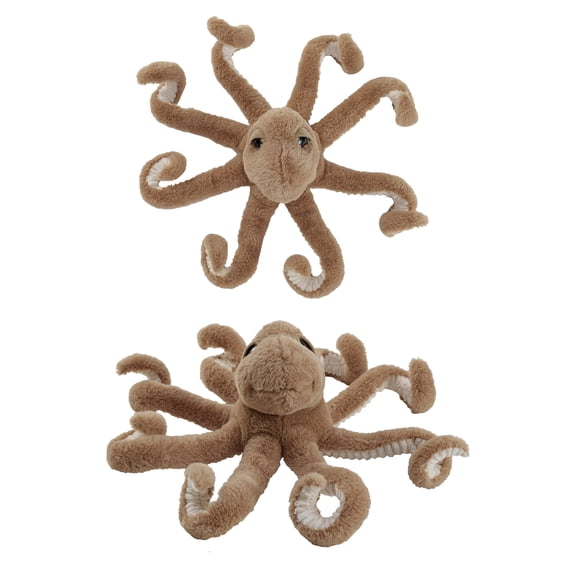 Creative Co-Op Plush Octopus Toy with Stretchable Legs, Brown