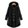 thumbnail image 2 of Yuwull Winter Coats For Women Fashion Casual Plus Size Button Plush Top Hooded Panel Loose Cardigan Cozy Wool Warm Coat, 2 of 7