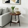 thumbnail image 6 of PinkSheep Round Side Table, 2 Tier Small End Table Beside Table Accent Table Tray Table with Storage for Living Room Bedroom, Walnut, 6 of 6