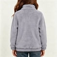thumbnail image 3 of Xdegoge Teen Girls Fuzzy Fleece Pullover Sweater Quarter Zip Fluffy Sherpa Sweatshirt with Pockets Kids Warm Winter Outwear, Size 14-15, 3 of 6