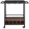 thumbnail image 1 of Walker Edison 34" Moderne Bar Industriel Panier de Service - Faux Marbre Noir/noyer Foncé, 1 of 4
