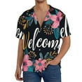 thumbnail image 7 of Lsque Floral Welcome Sign print Men's Cuban Collar Short Sleeve Shirt Summer Beachwear Casual Button Down Fashionable Vacation Leisure Shirt-3X-Large, 7 of 7