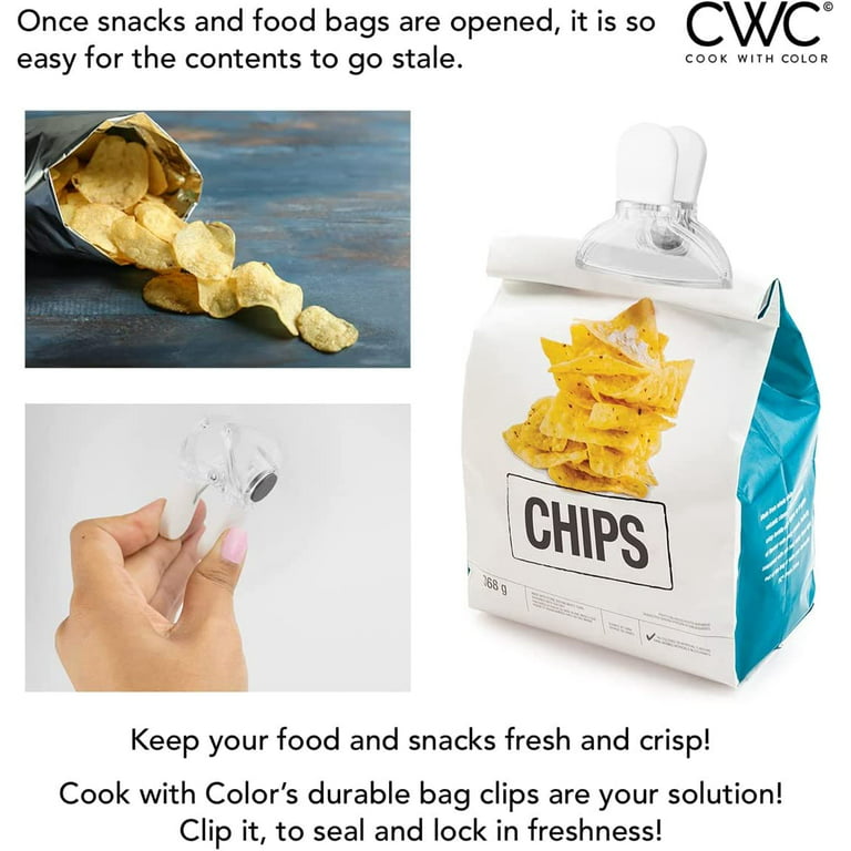COOK WITH COLOR 5 Pc Chip Bag Clips- Kitchen Clips, Magnetic Chip Clips for  Bags, Food Bag Clips with Airtight Seal (Multicolored)