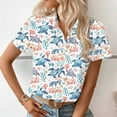 thumbnail image 4 of Cavosen Ladies Tops and Blouses Short Sleeve Plus Size Button down Collared Hawaiian Tropical Print Summer Shirts Pullover Beach Blouse Casual Dressy Resort Vacation Tees 5XL, 4 of 7