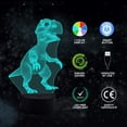 thumbnail image 3 of Juguetes para niños de 5 años, luz nocturna de dinosaurio, regalo de cumpleaños para niñas de 3 a 9 años, lámpara LED 3D regulable, luz nocturna de juguete para niños., 3 of 4