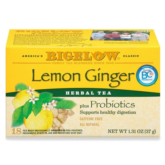 Bigelow Bigelow Tea Bags Plus Probiotics Caffeine Free Lemon Ginger Herbal Tea 18 Tea Bags