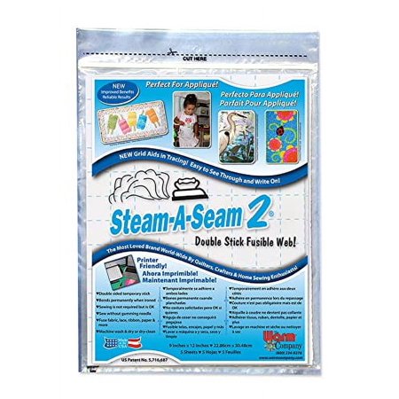 Warm Company Steam-A-Seam 2 Double Stick Fusible Web-9"X12" Sheets 5/Pkg (5517) (2-Pack of 5)