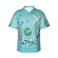 thumbnail image 2 of Xecao Travelling on Airplane print Hawaiian shirt - a stylish short-sleeve button-down for men, perfect for casual beach and tropical outings., 2 of 9