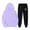 Purple, variant on Wyzesi White Sweatshirts Off The Shoulder Women's Two Piece Pants Set with Cute English Print Long Sleeve Hooded Sweatshirt