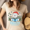 thumbnail image 4 of Frosty the Bookworm Shirt | Cute Snowman Reading Holiday Tee, Dark Heather, Size XL, 4 of 6