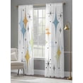 thumbnail image 4 of Blue Yellow Diamond Sheer Curtains 96 Inch Length 2 Panels Set Window Treatments, Modern Geometric Middle Century Rod Pocket Semi Curtains for Living Room/Bedroom/Kitchen Décor, 104"W x 96"L, 4 of 7