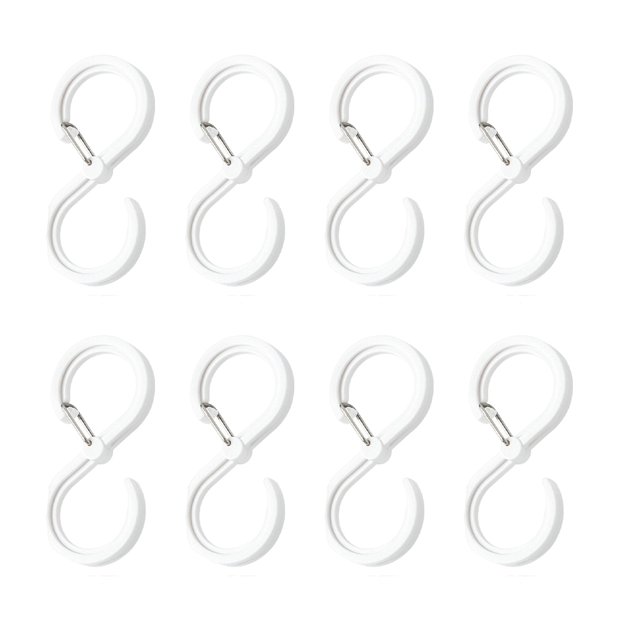 Advancent Gancho multifuncional en forma de S de 8 piezas con hebilla para cocina, baño, barra, hogar, ropa duradera, colgador sin perforaciones Almacenamiento y organización del hogar Blanco