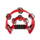 thumbnail image 1 of Pandereta de doble fila con cascabeles metálicos, instrumento de percusión manual de plástico ABS, color rojo., 1 of 5