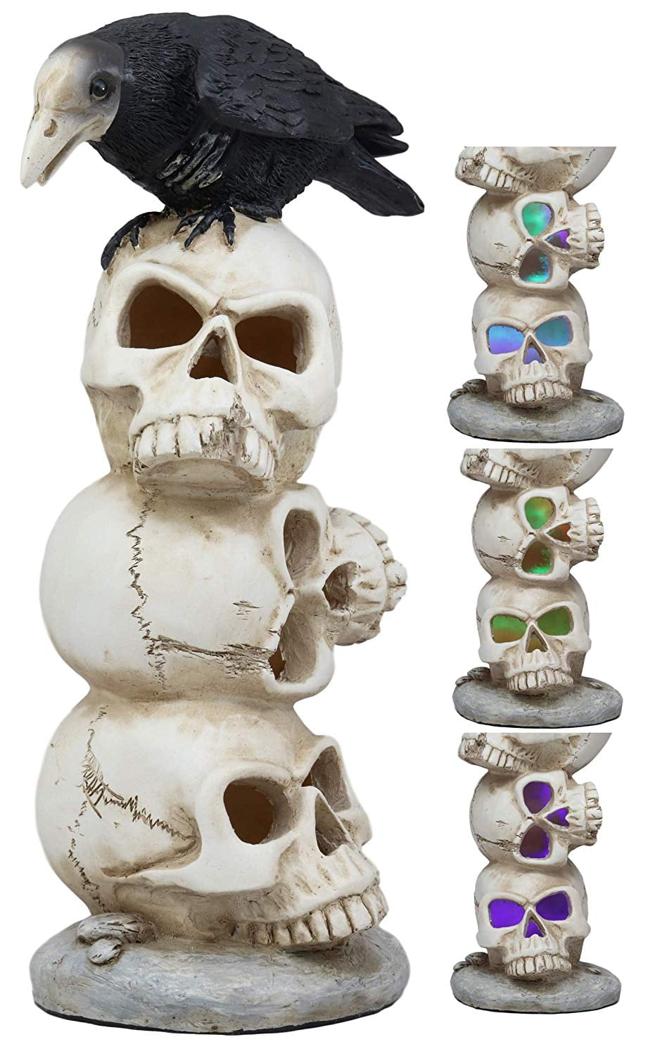 LIGHT UP LED HALLOWEEN TRIBAL SKULL Resin Statue Gothic Party Prop Decoration 