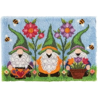 Flower Latch Hooking Rug Kits Carpet Embroidery Pattern Making Cushion  Latch Hook Kits for Beginners Kids Adults Living Room , Yellow Flower