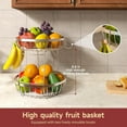 thumbnail image 2 of 2 Tier Fruit Basket for Kitchen Counter with 2 Banana Hangers, Metal Stackable Fruit Bowl for Kitchen Counter for Bread Vegetable Fruits, Silvery, 2 of 14