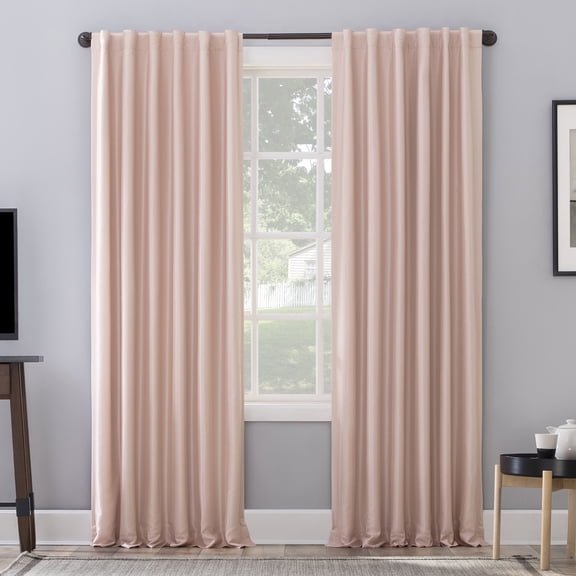 Sun Zero Evelina Faux Dupioni Silk Thermal Extreme 100% Blackout Back Tab/Rod Pocket Curtain Panel, 50"W x 108"L, Iron Gray