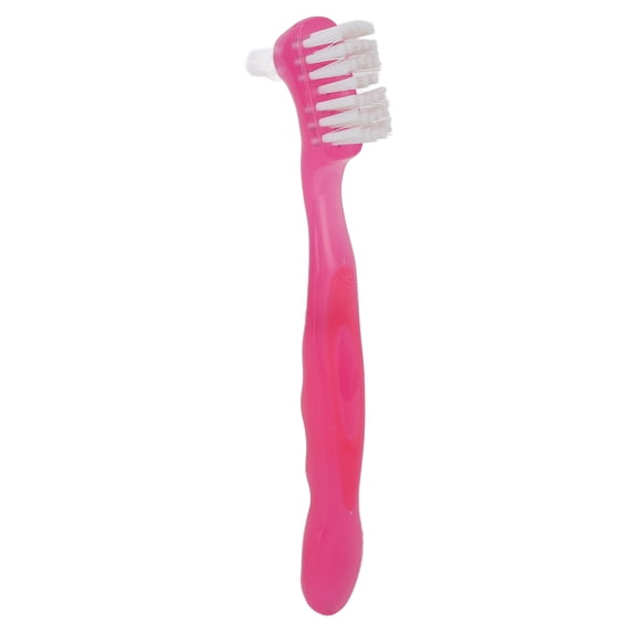 False Teeth Cleaning Brush, Soft Hair Portable Plaque Removal Denture Toothbrush Safe Double Sided For Home Travel Pink